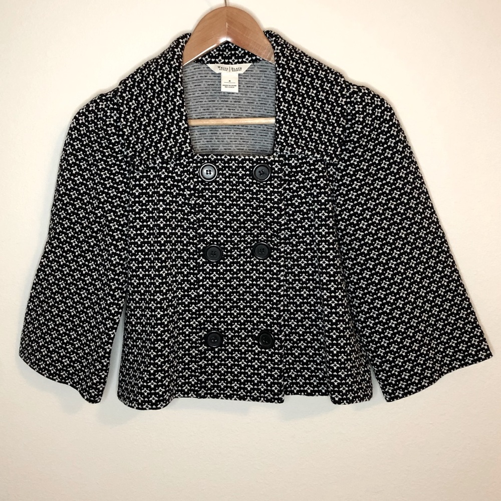 Cropped Black & White Coat WHBM White House Black Market Size 4